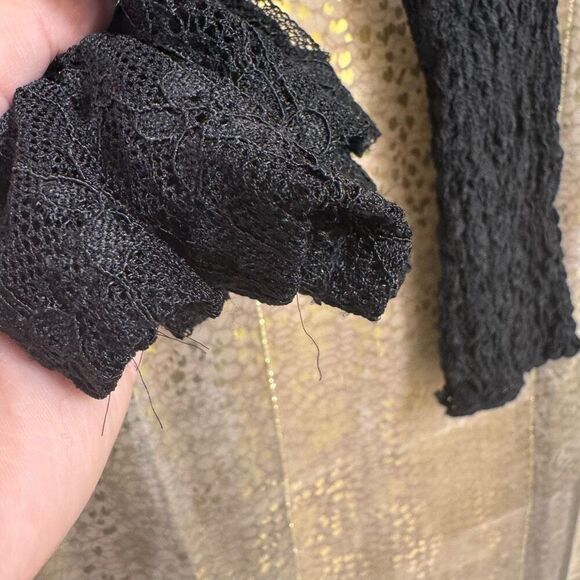 Amber Skies Black Lace Witchy Goth Button Up Sheer Long Sleeve Top Small - Picture 8 of 8